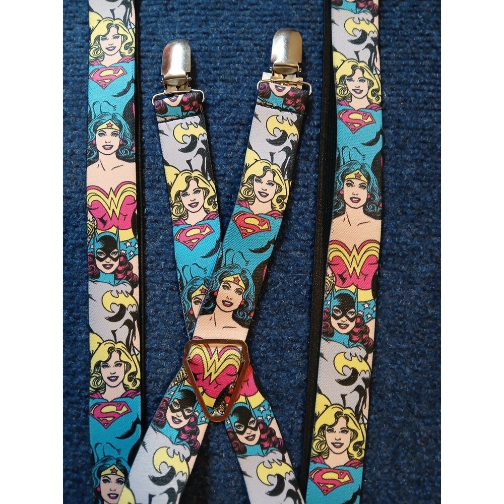 Buckle-Down Dc Comics Women Hero Stack Wonder Woman,Supergirl,Batgirl Suspenders